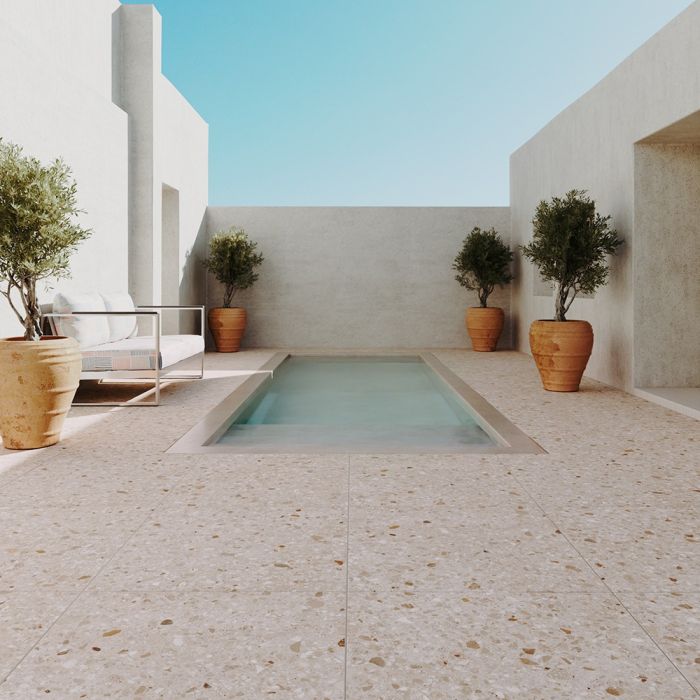 بلاط أرضيات خارجي 60×60×1.5 سم — بني فاتح — 15765 — بعد التركيب