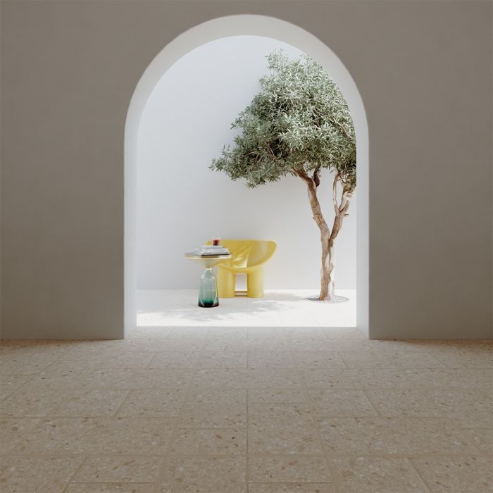 بلاط أرضيات خارجي 60×60×1.5 سم — بيج فاتح — 15768 — بعد التركيب