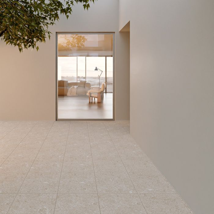 بلاط أرضيات خارجي 43×43×1.2 سم — بيج فاتح — 15867 — بعد التركيب
