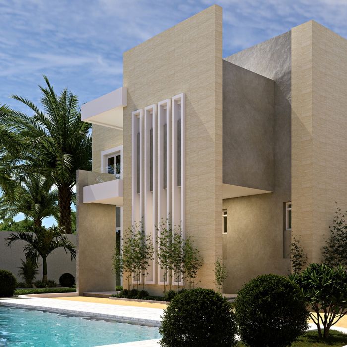 بلاط أرضيات / واجهات بورسلان 40×80×2.0 سم — بيج فاتح — 14951 — بعد التركيب